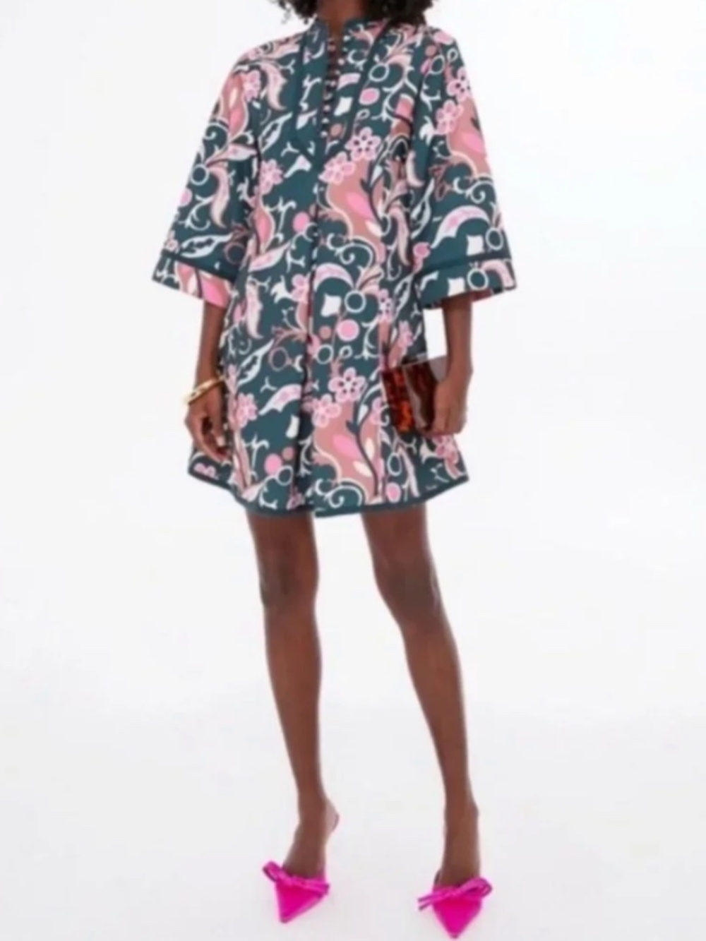 Tuckernuck X Cameran Eubanks Magnolia Chintz Indre Dress Teal Pink Small